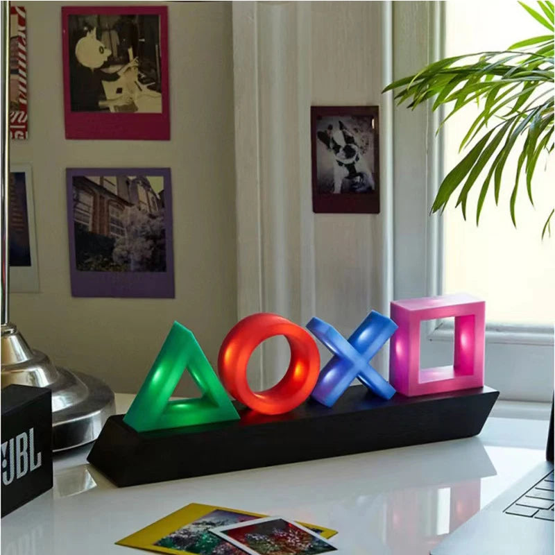 For PS4/PS5 Game Icon Lamp Sign Sound Control Decorative Lamp Colorful Lampstand 2Types Table Top Atmosphere Small Night Light