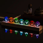 Genshin Impact Vision 3D Engraved Crystal Ball Night Light 6CM With Wooden Warm Light Base Desktop Decor For Anime Game Fans