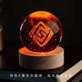 Genshin Impact Vision 3D Engraved Crystal Ball Night Light 6CM With Wooden Warm Light Base Desktop Decor For Anime Game Fans