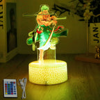 LED Night Light Anime Figure One Piece Luffy Zoro Figures Lamp PVC Action Collection Bedside Table Decoration Kid Christmas Gift