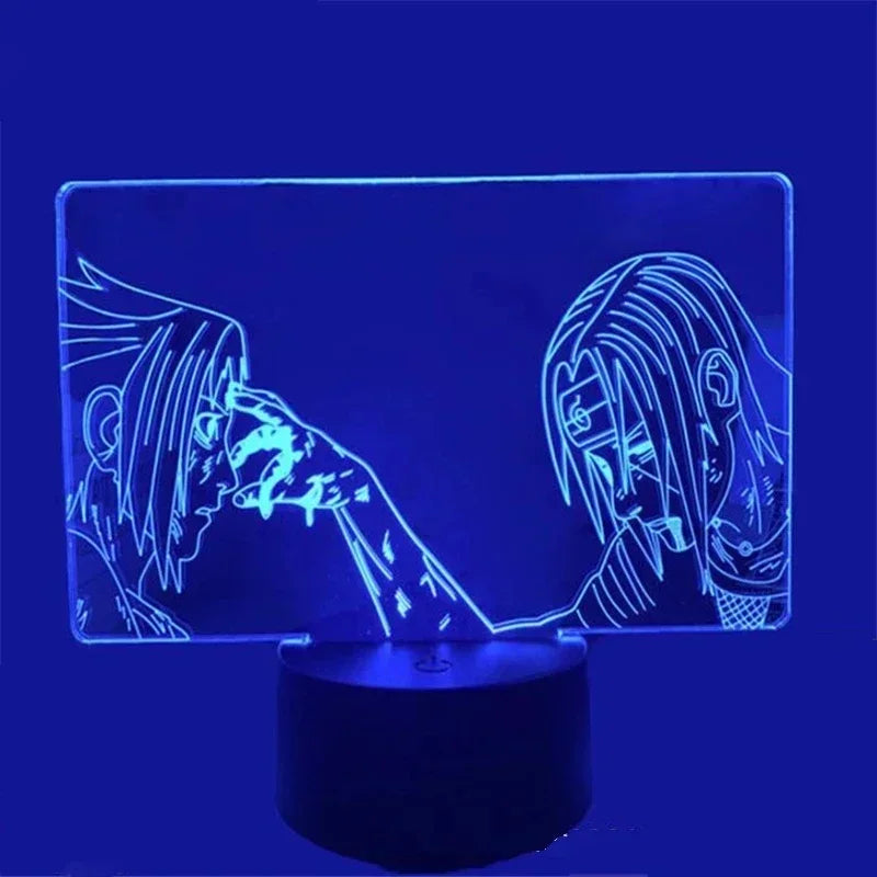Anime Naruto Kakashi Shippuden Uchiha Sasuke Hatake Characters 3D LED Night Lights Action Figure Collection Model Toys Gifts