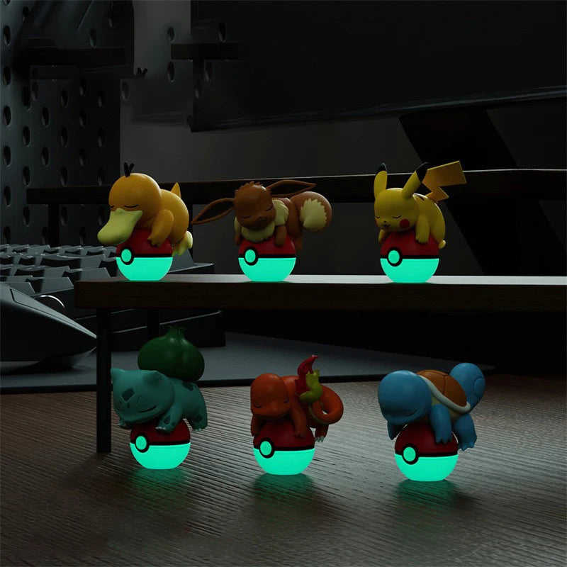 Authentic Pok é mon Night Light Doll Pikachu EEVEE CHARMANDER BULBASAUR PSYDUCK Handmade Ornament Toy Children's Christmas Gift