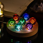 Genshin Impact Vision 3D Engraved Crystal Ball Night Light 6CM With Wooden Warm Light Base Desktop Decor For Anime Game Fans