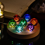 Genshin Impact Vision 3D Engraved Crystal Ball Night Light 6CM With Wooden Warm Light Base Desktop Decor For Anime Game Fans