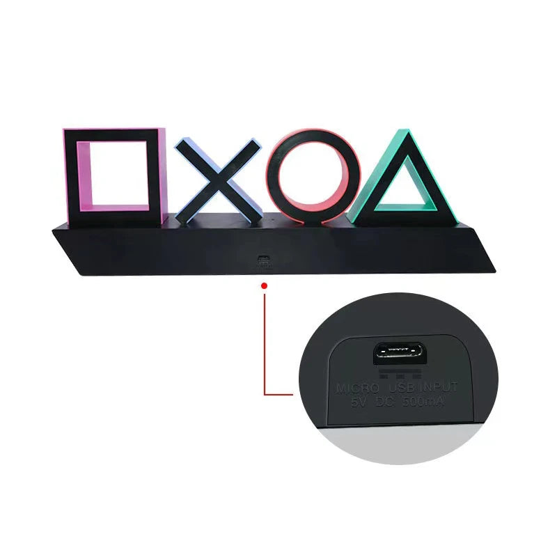For PS4/PS5 Game Icon Lamp Sign Sound Control Decorative Lamp Colorful Lampstand 2Types Table Top Atmosphere Small Night Light